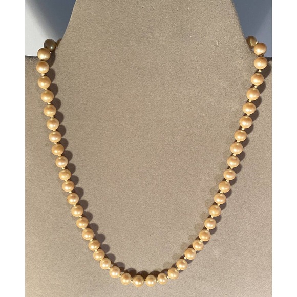 Estate Jewelry - Vintage Simulated Pearls 15” X 5 mm Necklace Gold Clasp Fashion Estate